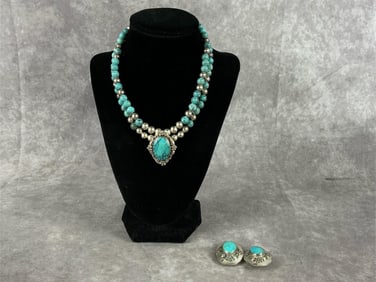Sterling & Turquoise Necklace & Earrings