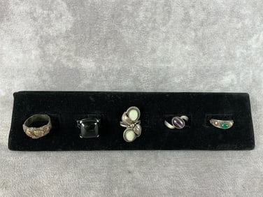 Five Sterling Silver Rings