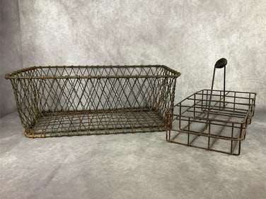 Bottle Carrier & Metal Basket