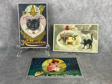 Black Cat Halloween Postcards