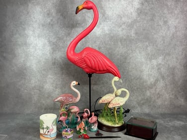 Flamingos and Purple Glass Box