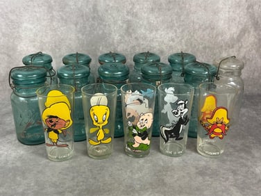 Vintage Ball Jars & Looney Tune Glasses