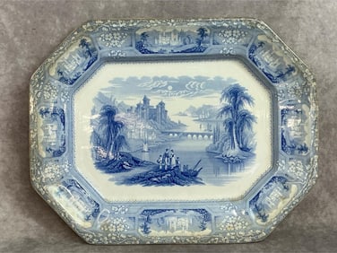 Circa 1850 TJ & Mayer Florentine ironstone serving platter. Marked on underside. Some underglaze