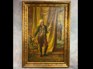 Oil on canvas painting signed and dated in lower left corner, unable to make out signature, dated