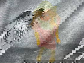 Early 20th century German Bisque head and composition body child doll possibly made by Simon and: Early 20th century German Bisque head and composition body child doll possibly made by Simon and Halbig. Stamped "M 1/2 Germany 16 1/2 164". Stamped "Excelsior Germany 7" on backside of body. Some dis