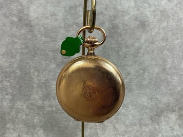 14kt gold case German pocket watch, unmarked but verified 14kt. Watch has no maker on face or