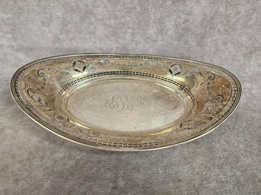 Makers mark GS and sterling stamped on back, monogrammed center. Total weight 6.63 ozt.