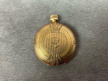 Circa 1910 14kt gold filled pocket watch made by Waltham. Stamped on inside of cover W.W.C.Co 14k