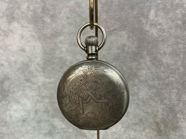 1890s coin silver Elgin Natl. Watch Co. pocket watch. Stamped inside covers Fahys Monarch Coin and
