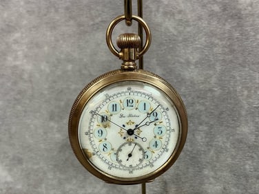1880s 14kt gold filled pocket watch. Swiss made movements, La Sirene on face. Inside of case is