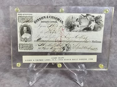 Dissonance and Chapman in Lyons, NY. Signed by Chapman and dated April 9, 1852. Three vignettes of