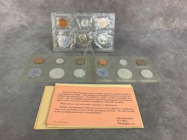 1961, 1963, and 1964 Philadelphia US Mint sets sealed in original plastic. Each one measures 5.5