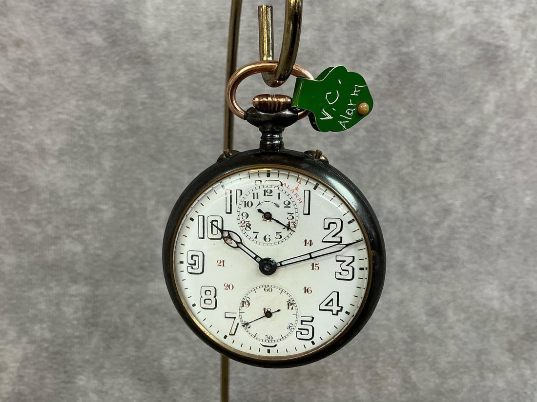 Circa 1900 Vacheron and Constantine alarm pocket watch. Marked on inside of case Fabrique Pour: Circa 1900 Vacheron and Constantine alarm pocket watch. Marked on inside of case Fabrique Pour Vacheron and Constantine Geneva number 111997. Movement is marked Zenith Swiss Made. Zenith made alarm cl