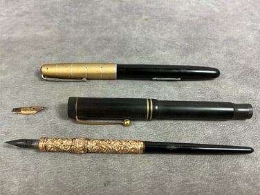 One loose Morrison 14kt NY nib, fountain pen marked Brennabor with warranted 14kt 1st nib,