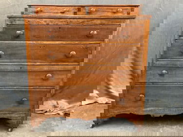 Circa 1860 chest of two small drawers over four drawers. White pine with tulip poplar secondary wood