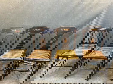 Mid 19th century Victorian period mid-Atlantic painted "fancy chairs". Two matched with the other