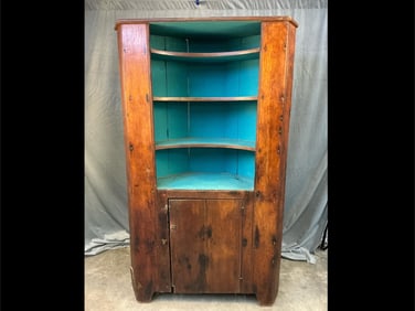 Late 18th century pine corner cupboard. Probably Mid Atlantic possibly New England. Rosehead nails,