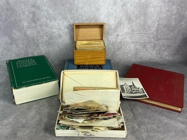 20th century mostly post World War II European stamps, most are used. Three stamp books one with