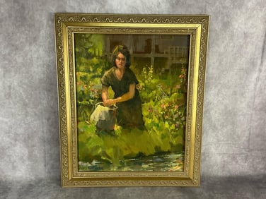 Late 20th century oil on board impressionistic painting, Signed "Kaufmann". Good condition. Measures