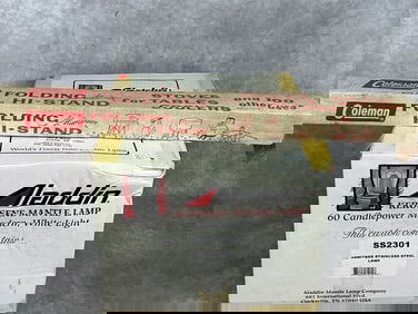 Mid to late 1900s items. Aladdin heritage stainless steel kerosene mantle lamp. Lamp set includes