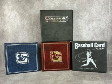 Four vintage baseball card albums from early 1970's to 1990's. Mixed album containing 1972 Topps and