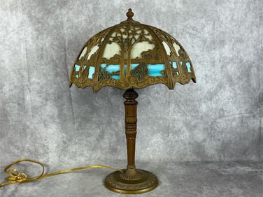 Arts & Crafts Slag Glass Lamp