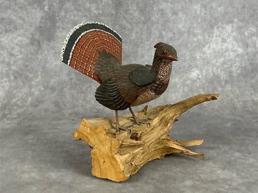 Al Calhoun Carved & Painted Ruffled Grouse
