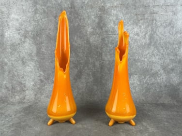 L.E. Smith Bittersweet  "Swung" Glass Vases