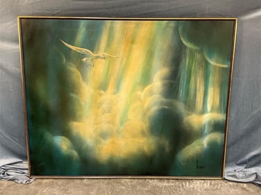 Large Oil Painting on Canvas of Sky and Bird