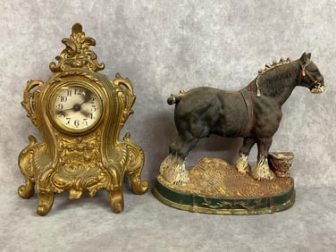 Cast Iron Clock & Horse