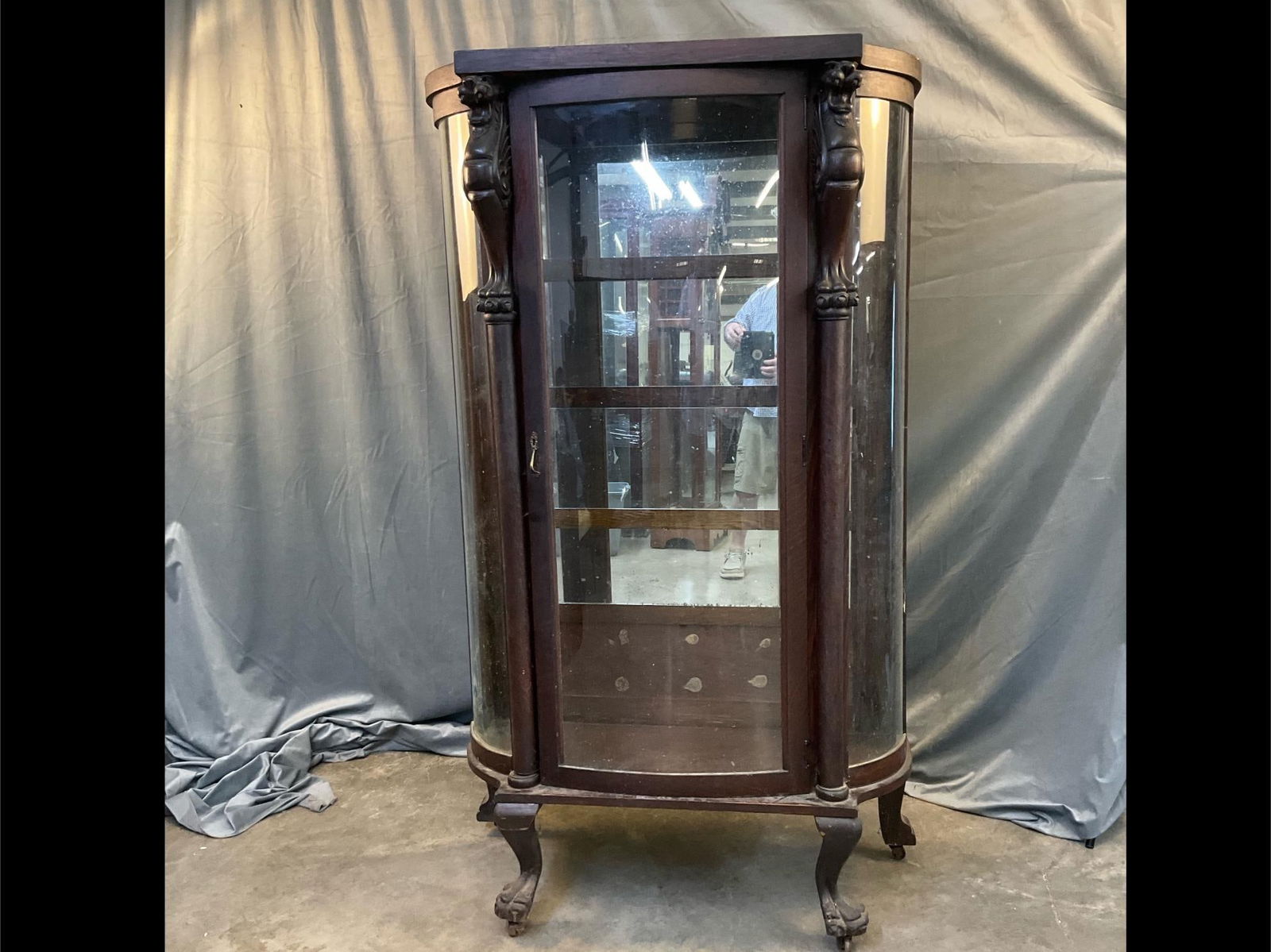 Oak Curved Glass China Cabinet (1 of 9)