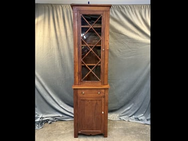 Vintage Walnut Chimney Stepback Cabinet