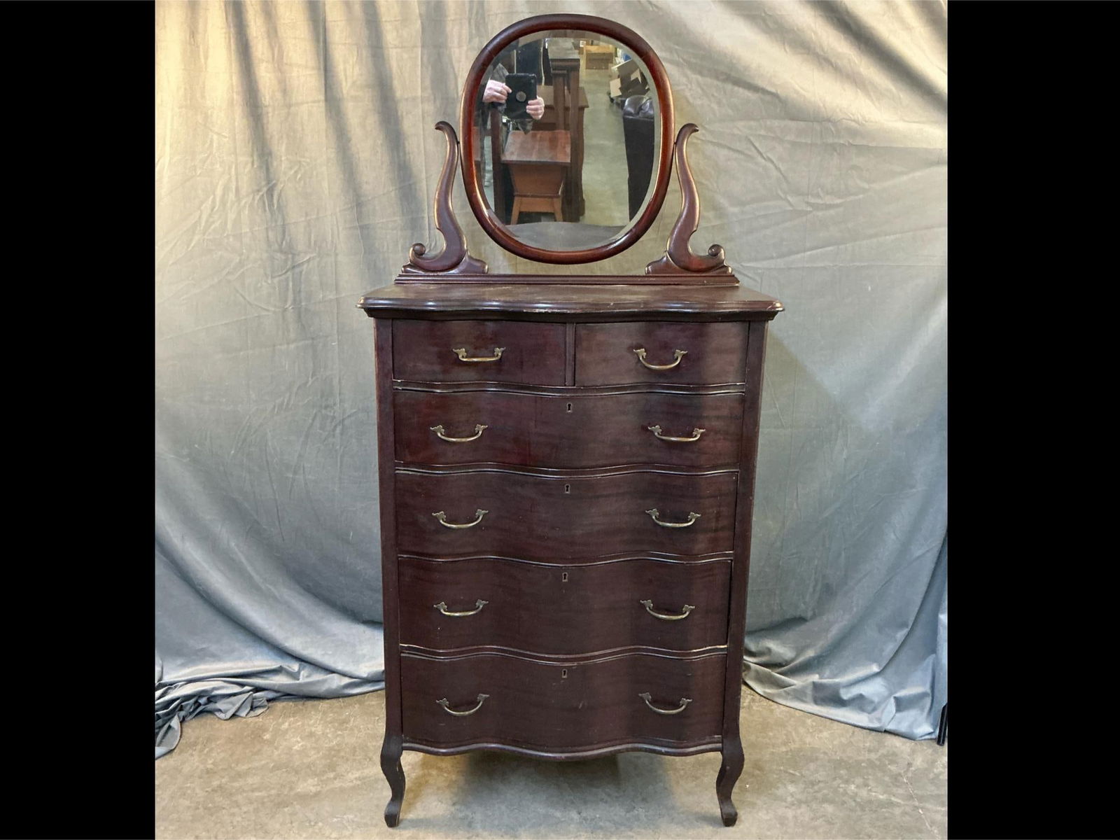 Tall Dresser/Chest of Drawers with Mirror (1 of 8)