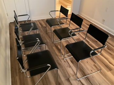 MCM Mid Century Chrome Leather Chairs After Marcel Breuer