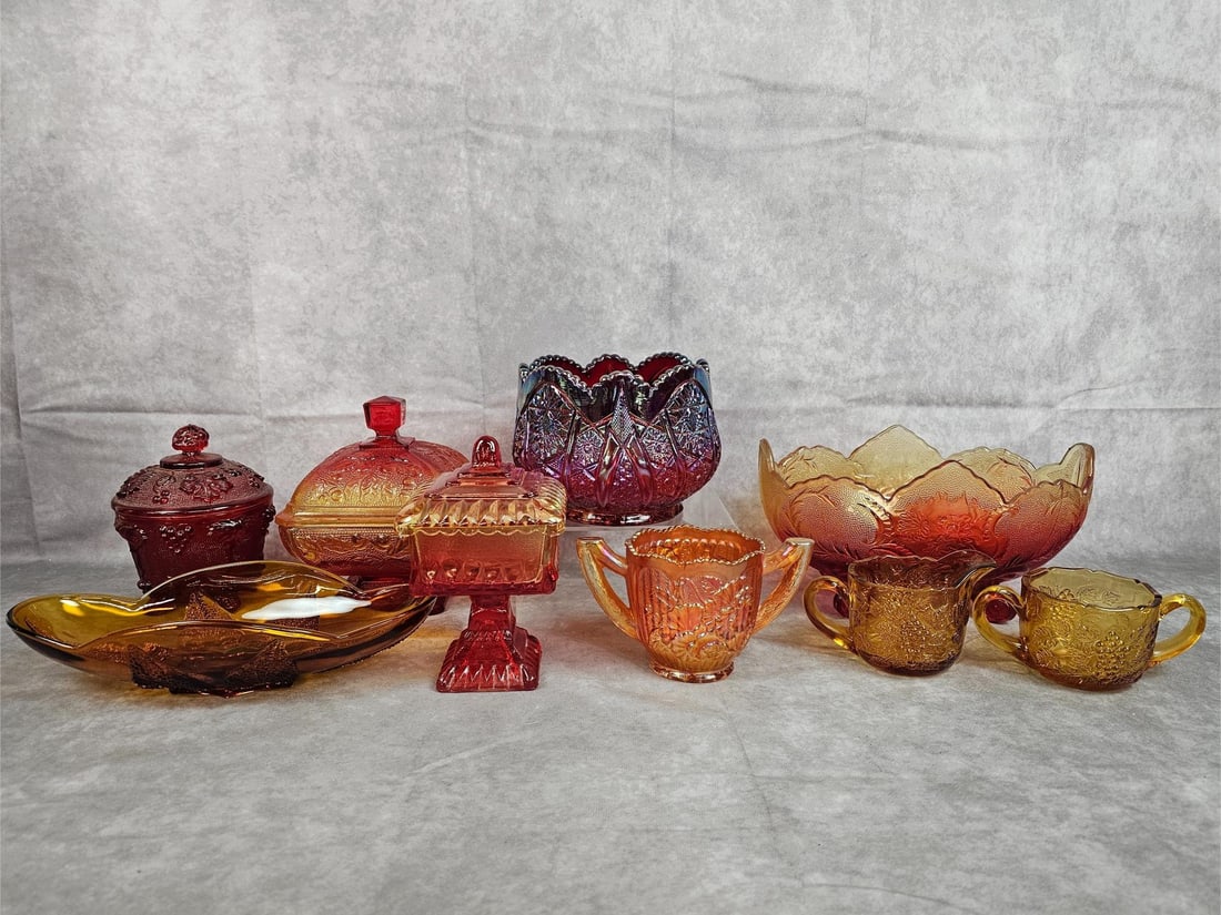 Amber & Red Carnival Glass (1 of 11)