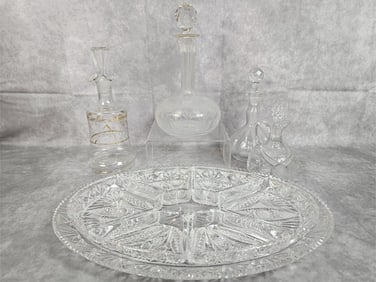 Crystal Platter & Decanters