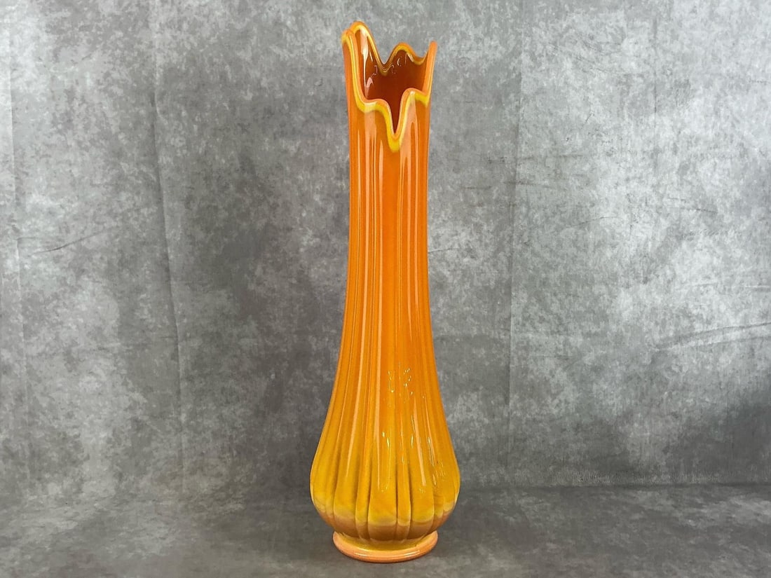 MCM L.E. Smith Bittersweet Orange Swung Vase
