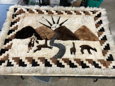 Alpaca Folk Art Fur Tapestry