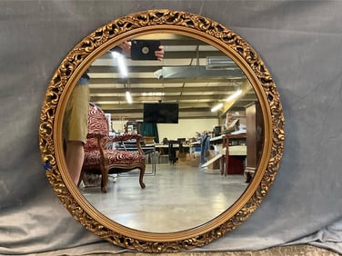 Round Carved and Gilded Mirror