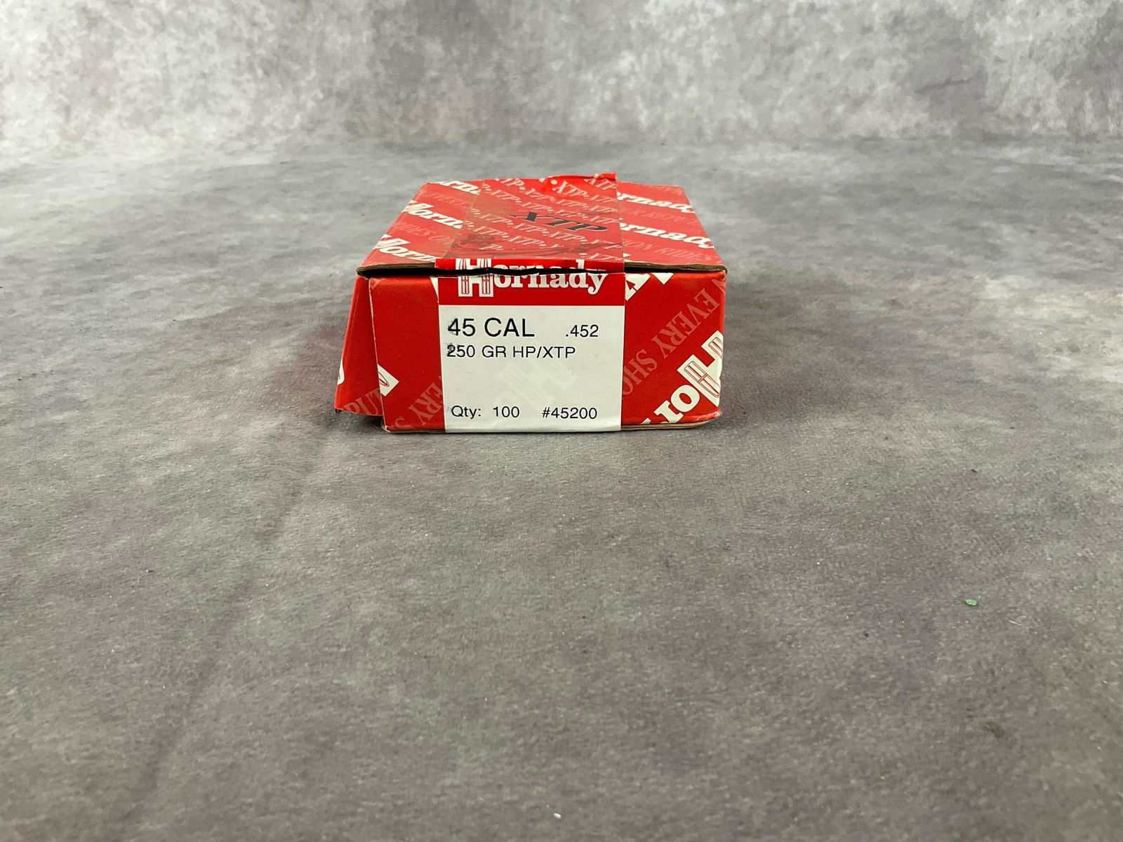 Hornady 45 Cal Bullet: 1 box quantity 100. #45200 .452 250 GR HP/XTP bullet. In good condition. Box measures 4.25 inches long X 3.5 inches wide X 1.5 inches high.