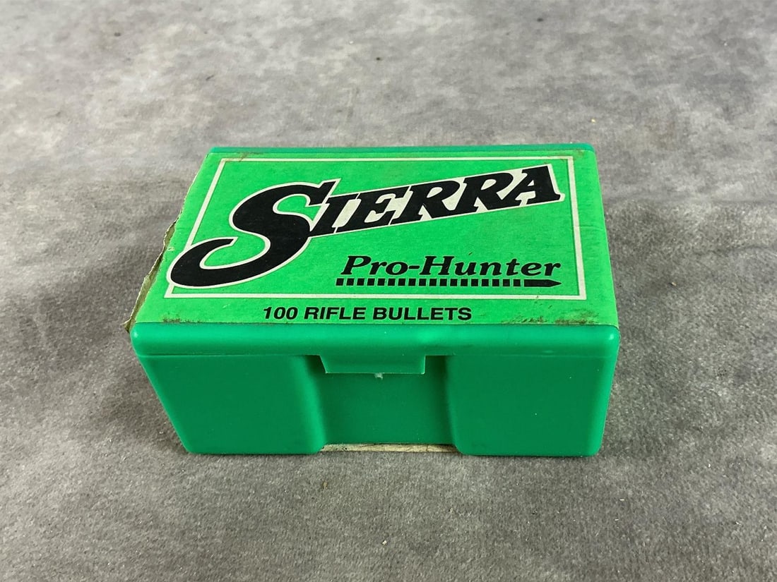 Sierra 30 Caliber Bullets: 100 total. 150 GR.308 Dia. Spitzer bullets. Box measures 3.5 inches long X 2.5 inches wide X 1.5 inches high.