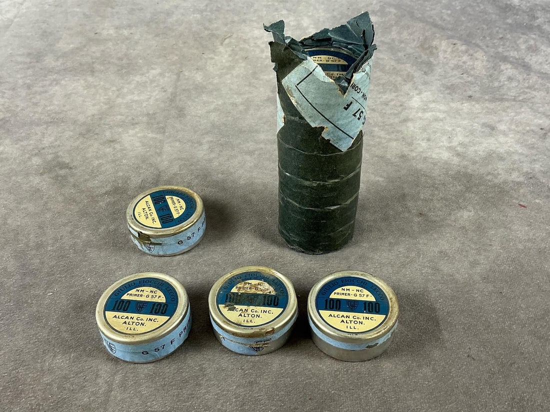 Alcan G 57 F Primer: 1000 total. Vintage primers. Cannot be shipped. Local pick up only.