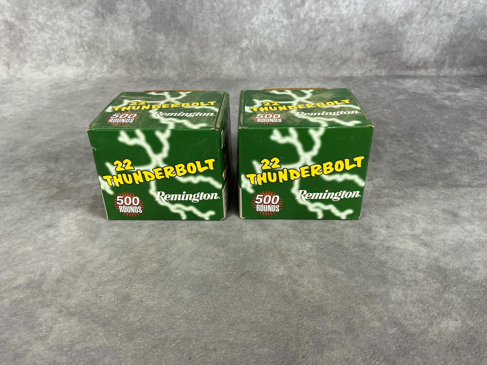Remington 22 Long Rifle Ammunition: 1000 rounds 40 GR thunderbolt. Unopened boxes. Box measures 3.5 inches long X 3.25 inches wide.