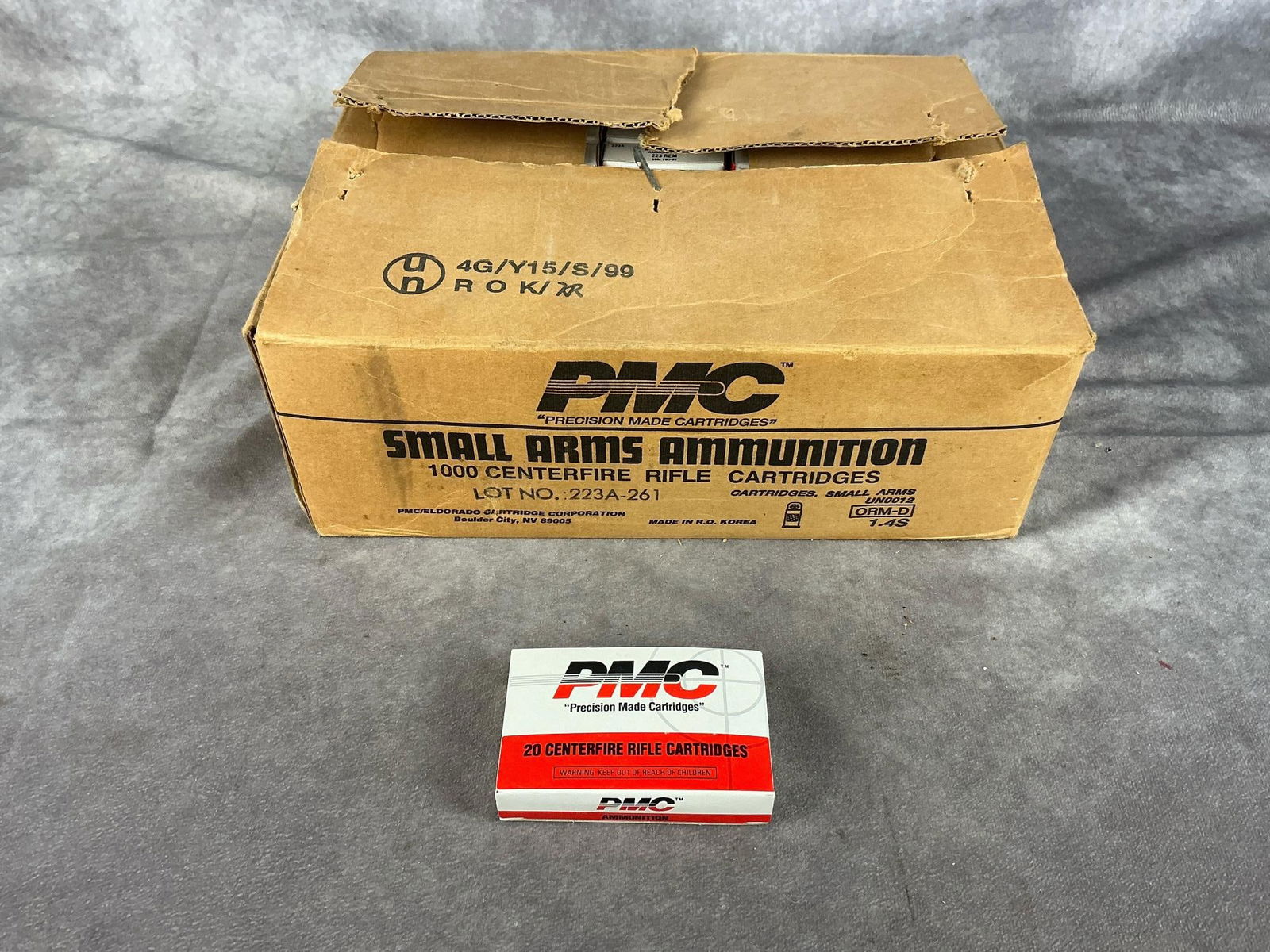 PMC 223 Rem Ammunition: 1000 rounds 55 GR FMJ-BT Case measures 12.5 inches long X 10 inches wide X 4.5 inches high.