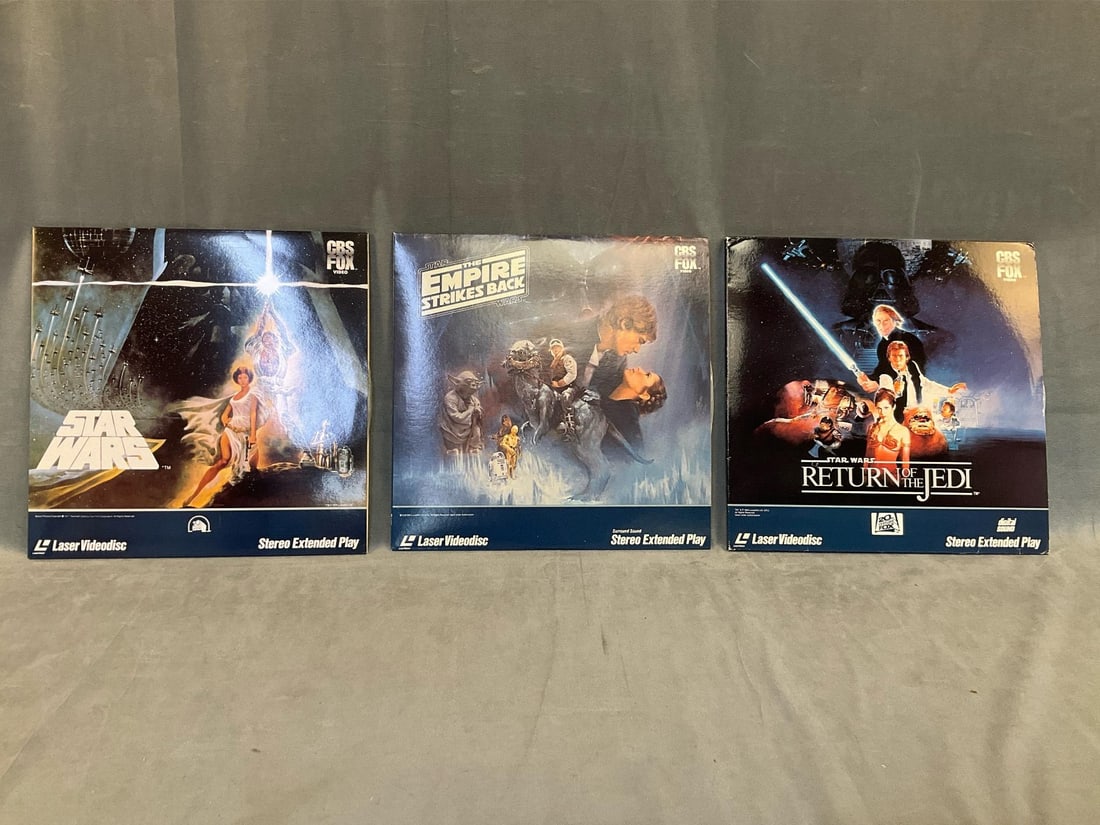 Star Wars Videodisc Trilogy: Three early 1980's Star Wars original trilogy laser videodiscs. One Star Wars: Episode IV - A New Hope (1977) 1983 laser videodisc. One Star Wars: Episode V - The Empire Strikes Back (1980) 1984