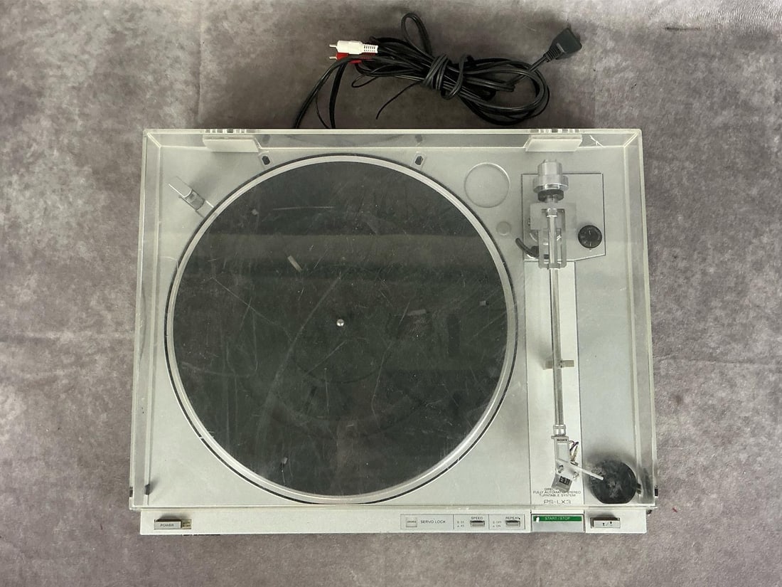 Sony PS-LX3 Direct Drive Turntable: Model ps-lx3. Serial number 814103. Good condition for used, tested and turns on. Measures 16.5 inches wide x 13.5 x 4.5 inches tall.
