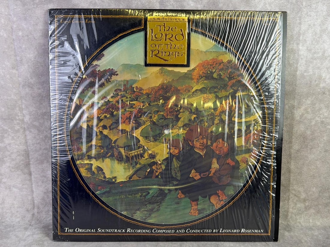 Lord Of Rings Soundtrack: 1978 JRR Tolkiens The Lord of the Rings Soundtrack on vinyl. Limited Collectors edition and in good condition. Measures 12.25 inches wide x 12.25 inches tall.