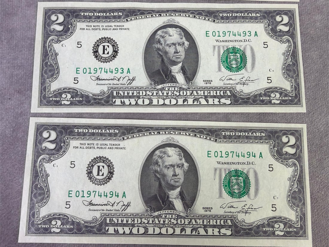 Jefferson Two Dollar Bills - 3