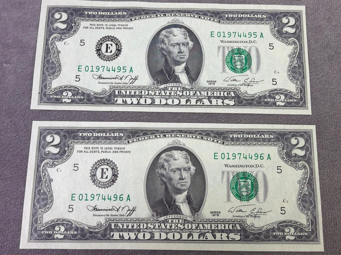 Jefferson Two Dollar Bills - 4