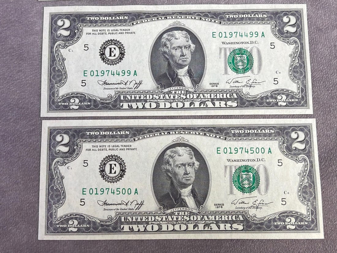 Jefferson Two Dollar Bills - 6